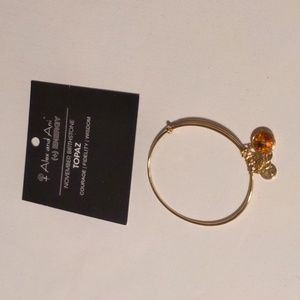 Alex and Ani November Topaz Birthstone Bangle Bracelet Gold Stone/Gold Tone